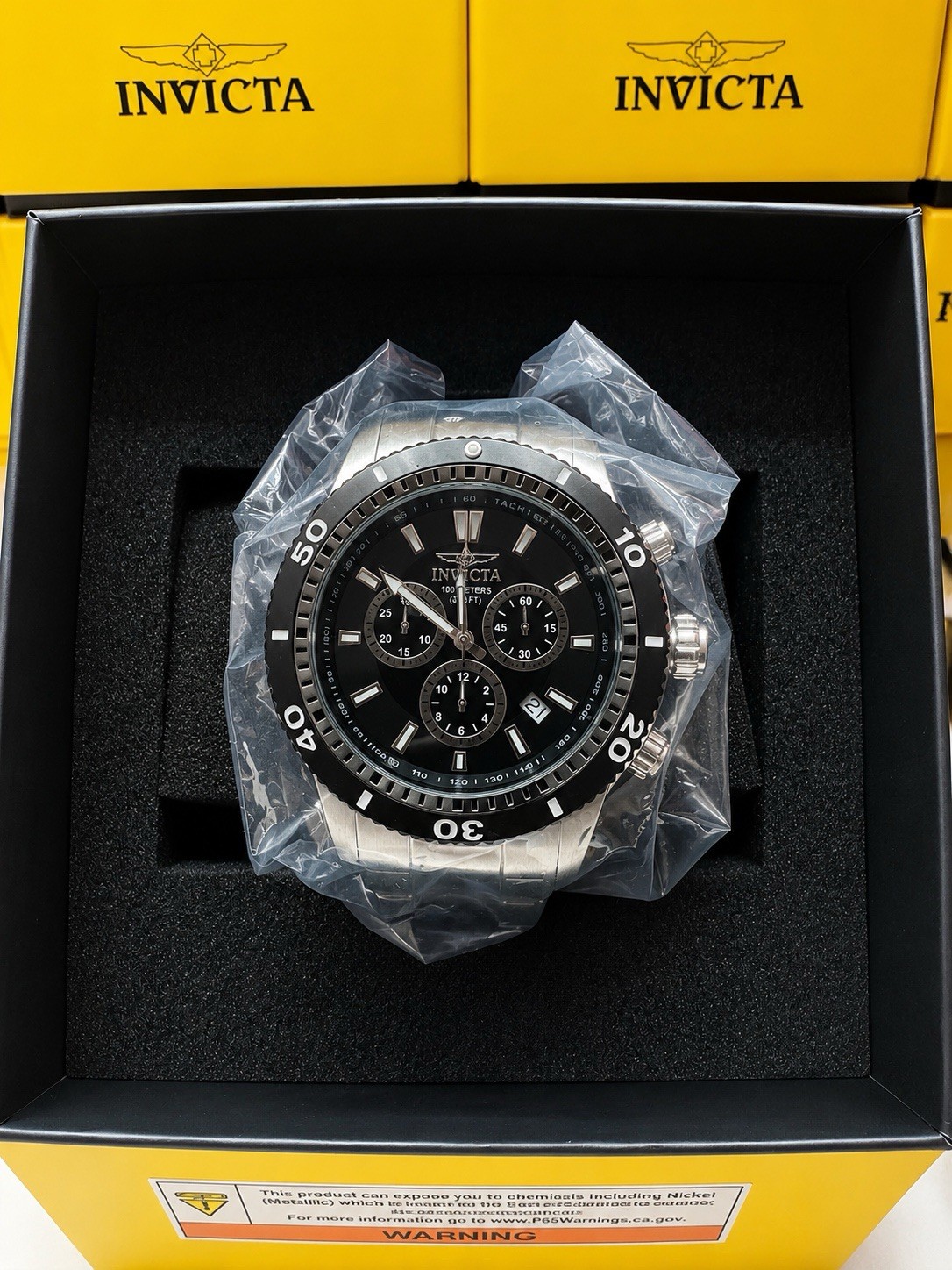 Invicta Specialty 1203 Men’s Chronograph Watch NIB Black Dial Stainless Steel