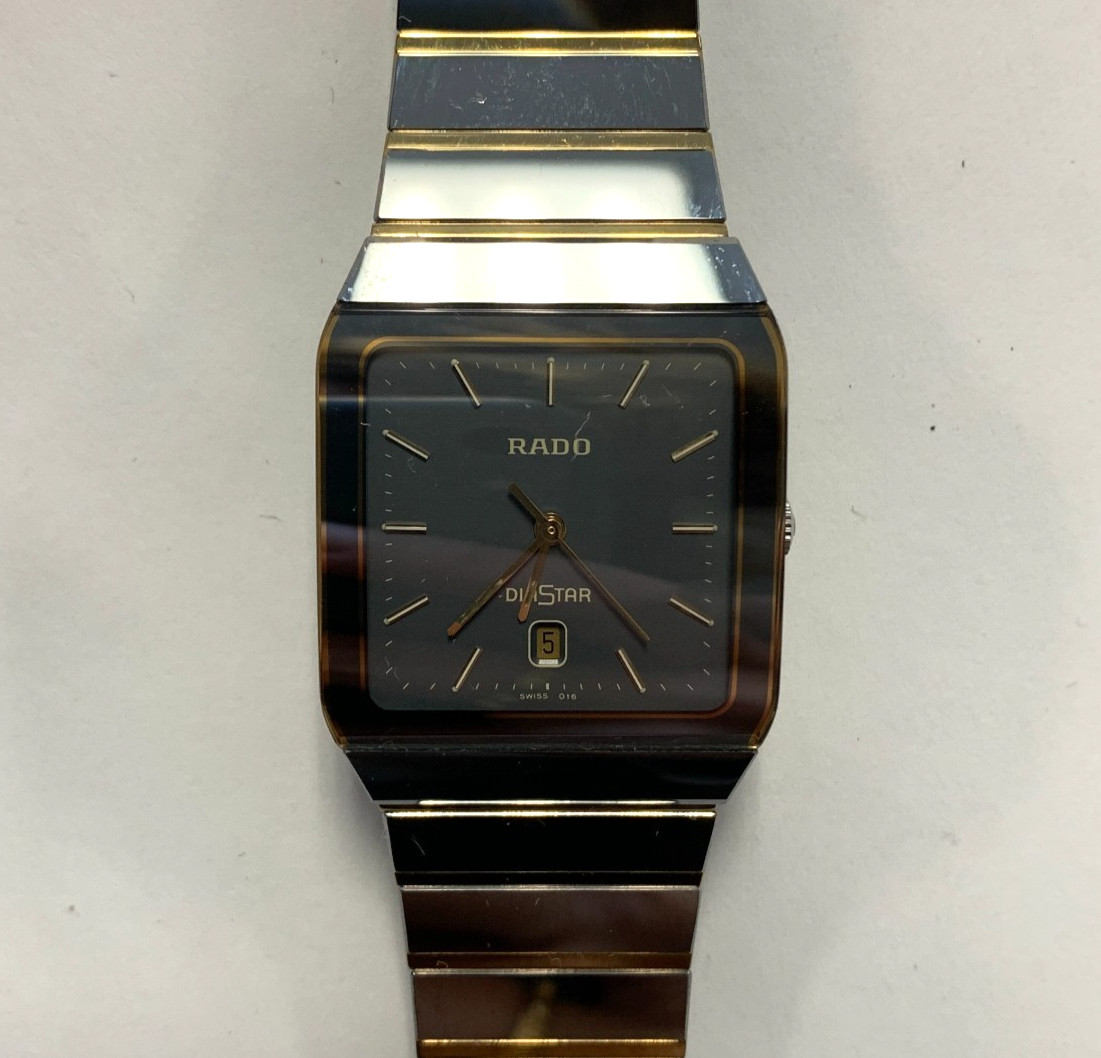 RADO DIASTAR 152.0366.3 1P Date Quartz Wristwatch Square Diamond Star Japan