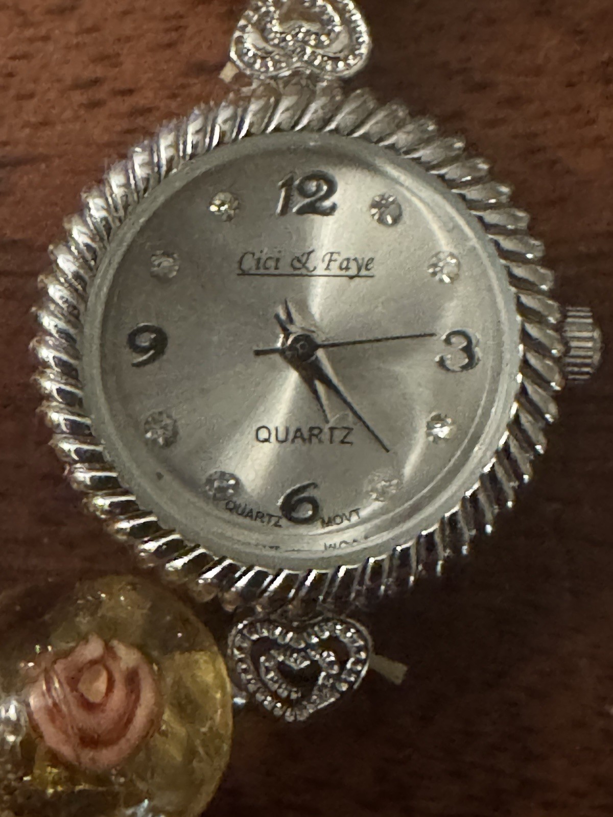 Cici & Faye Women’s Quartz Analog Watch Silver Dial Beaded Bracelet