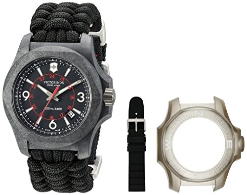 VICTORINOX I.N.O.X. Men’s 241776 Black Carbon Quartz Dive Watch 43mm MSRP $1030
