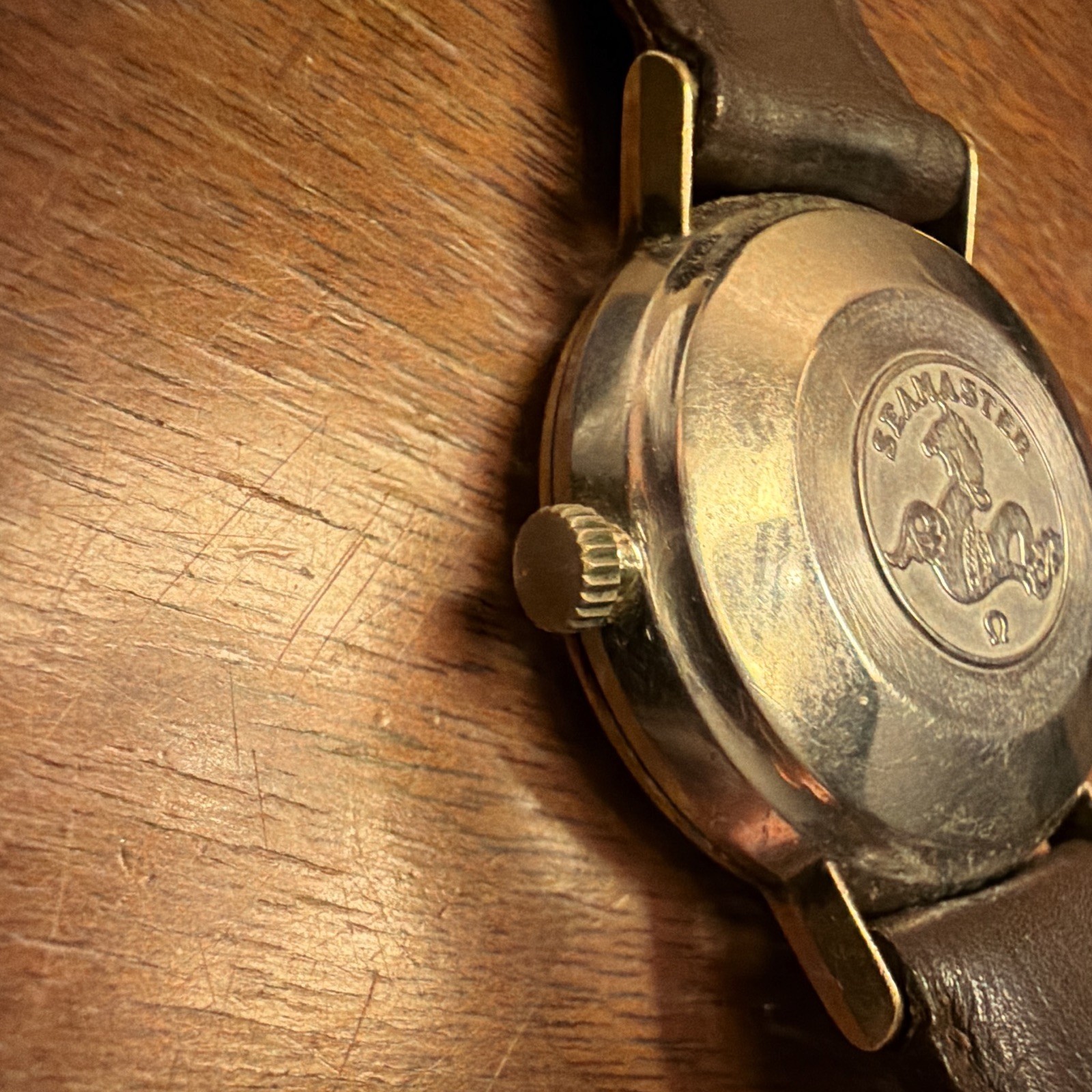 OMEGA Seamaster De Ville Auto Date Gold-Plated Champagne Dial Brown Leather OBO.