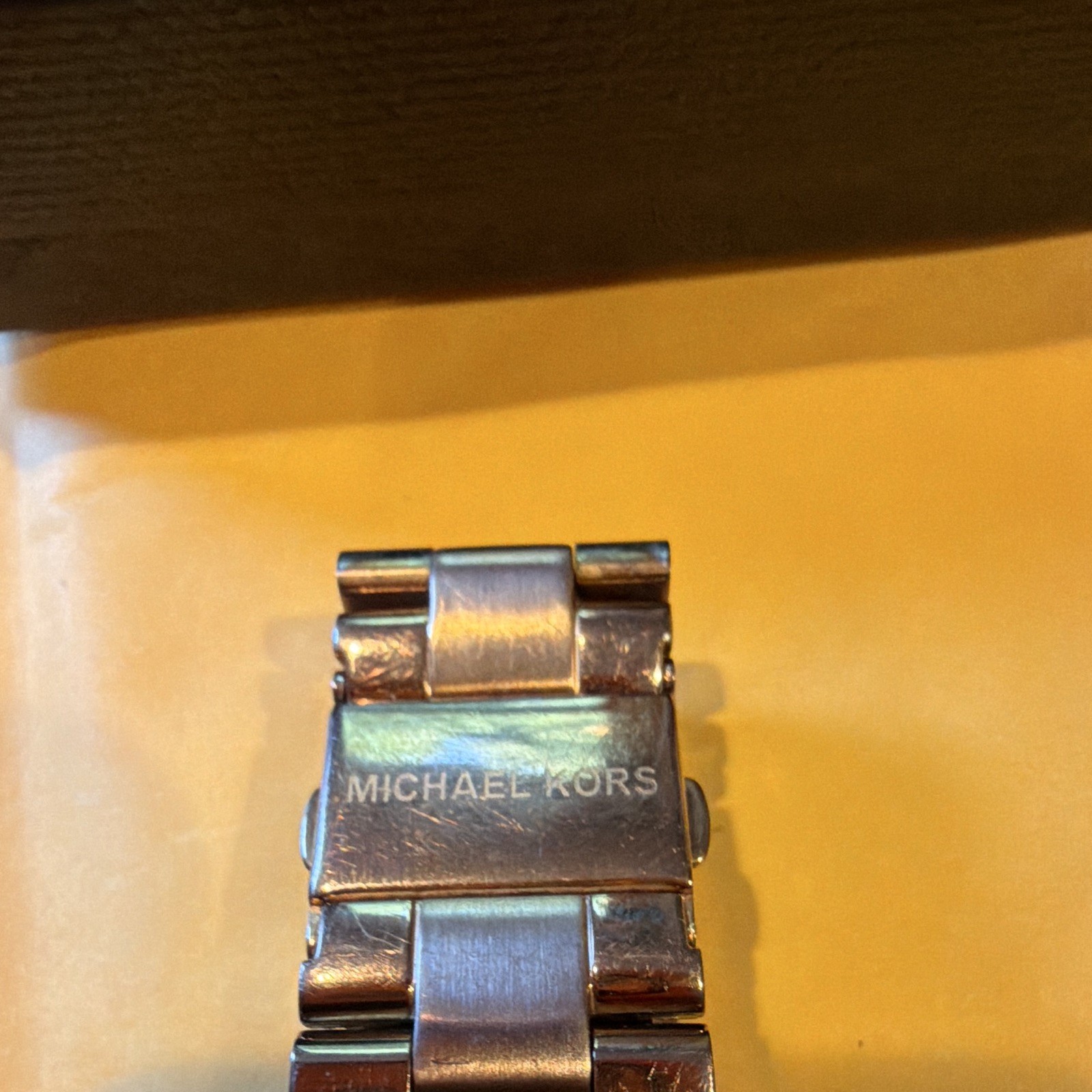 Michael Kors Rose Gold Mother of Pearl Dial Quartz Watch 100m Date Gem Bezel