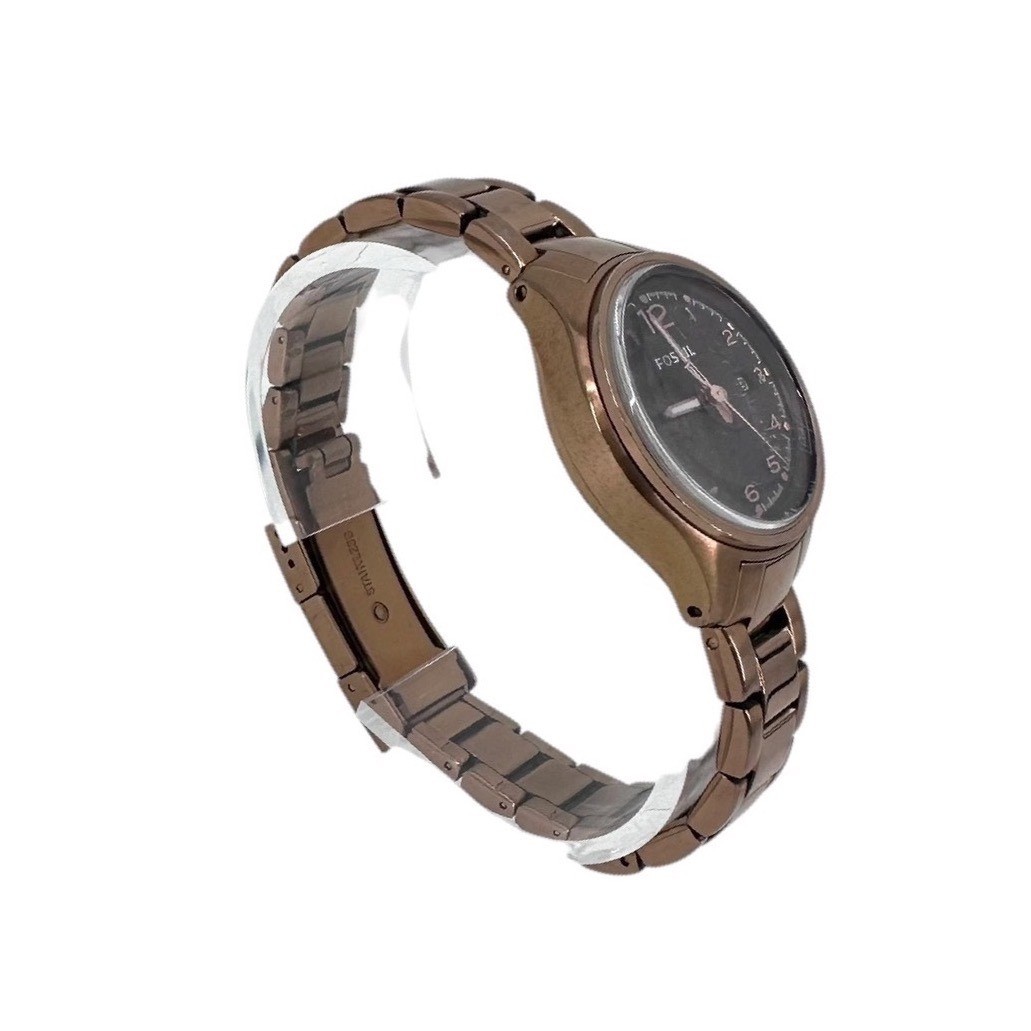 Fossil Flight Mini Womens Watch Bronze Stainless Steel Brown Dial Date AM-4366