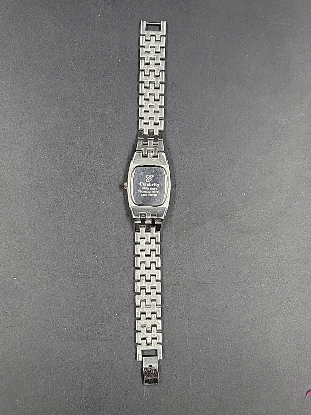 Celebrity Ladies Fashion Quartz Watch 17mm Rectangle Silver Tone Bracelet Band