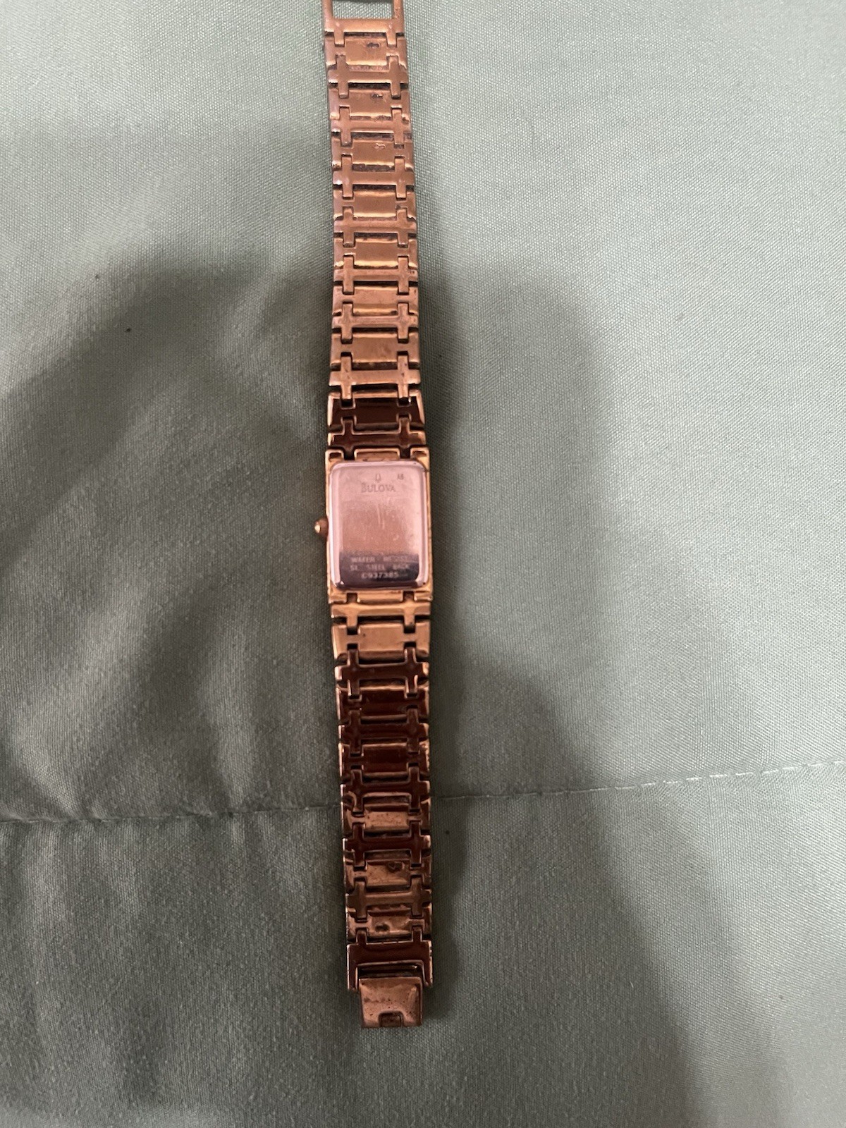 Bulova Women’s Gold-Tone Rectangular Face Analog Wristwatch Baton Indexes