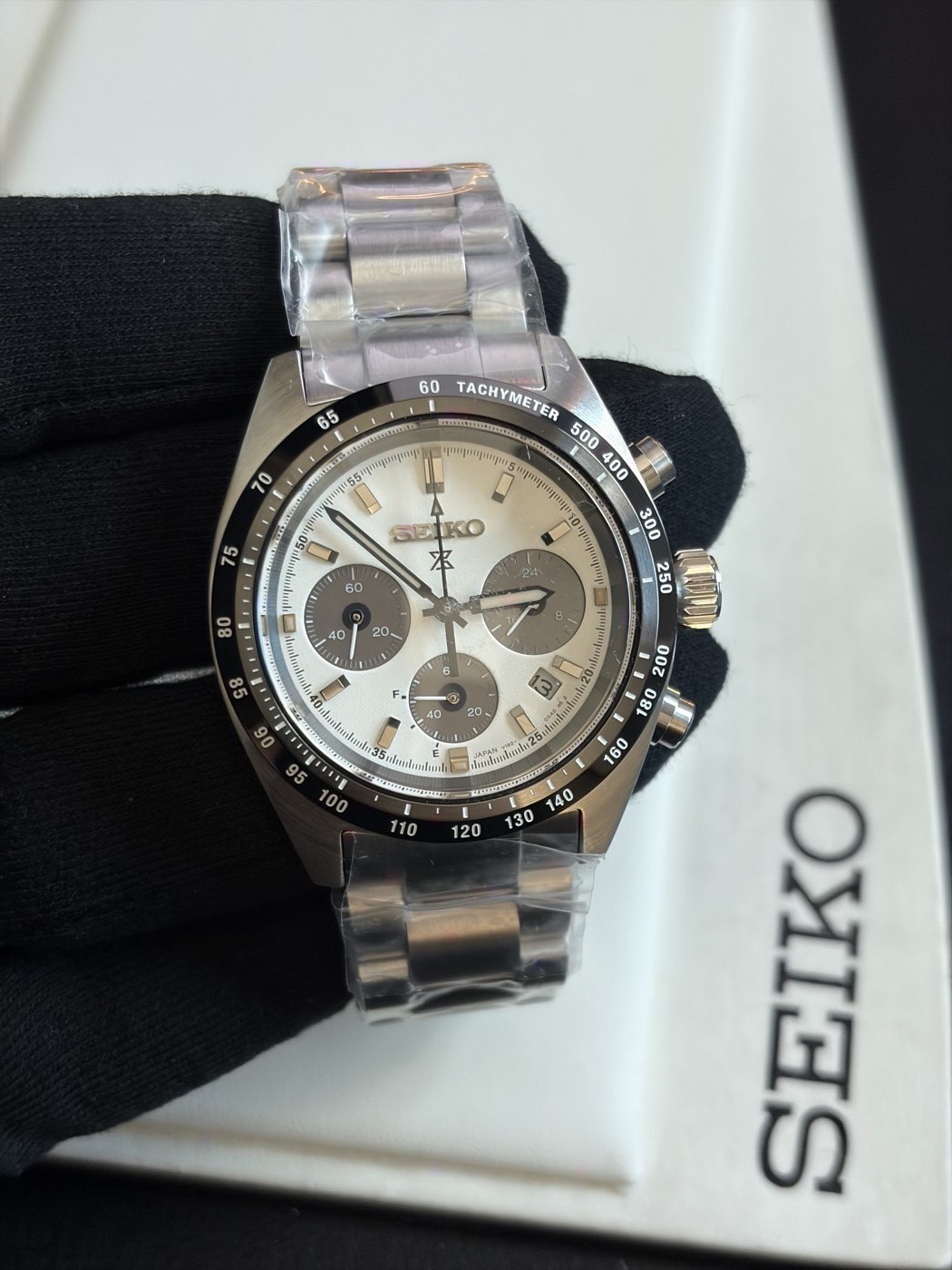 New Seiko Prospex Speedtimer Silver Dial Stainless Steel Bracelet Watch SSC911