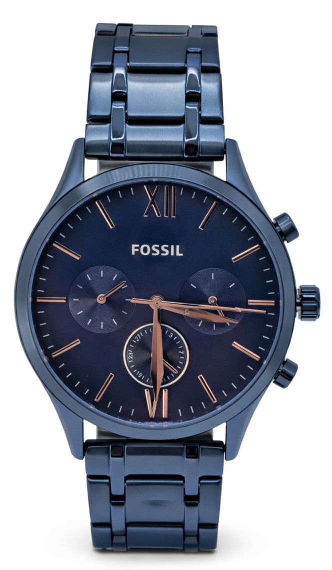 Fossil BQ2403 Men’s Blue Dial Chronograph Stainless Steel Watch 5ATM