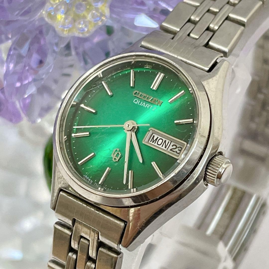 CITIZEN Cosmo Star Day-Date Quartz Watch with Green Dial