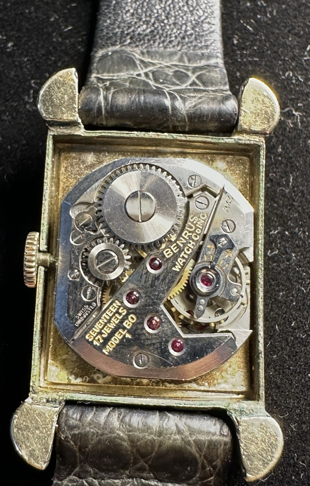 Vintage Benrus 10K Gold Filled Tank Watch Men’s Manual Wind Kalbe France Strap
