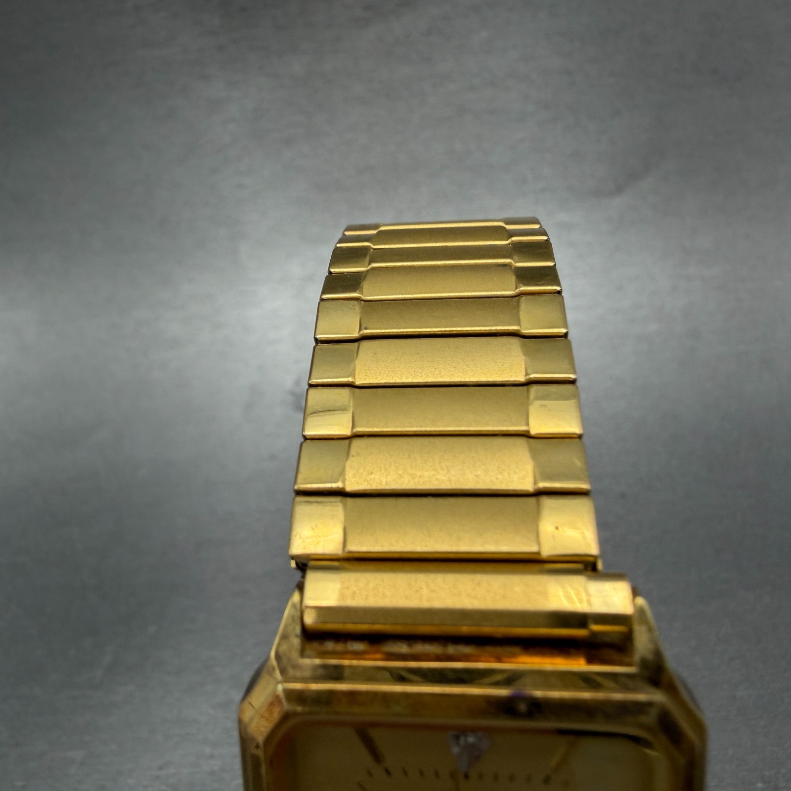 Benrus Tank Watch Men 26mm Gold Dial Gold Tone Octagon New Battery VTG