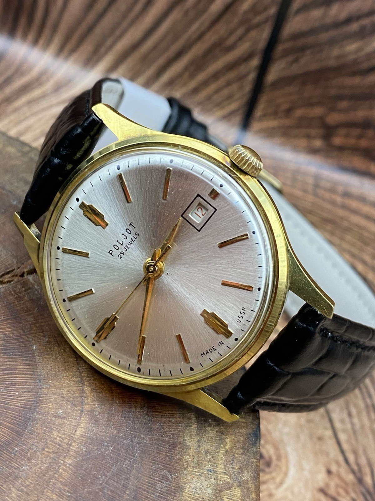 1960s POLJOT DE LUXE AUTOMATIC 29 JEWELS 1MChZ vintage USSR Soviet watch #9538