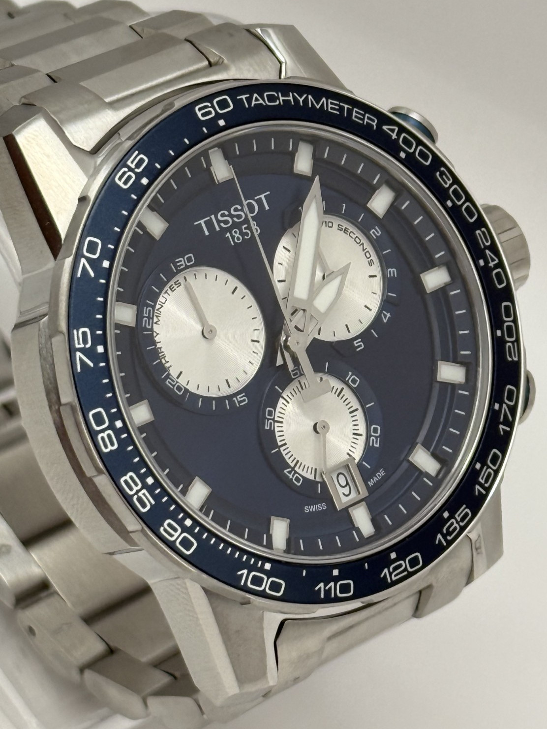 Tissot Supersport Chrono Blue Dial Silver Steel Strap 45mm. -T125.617.11.041.00
