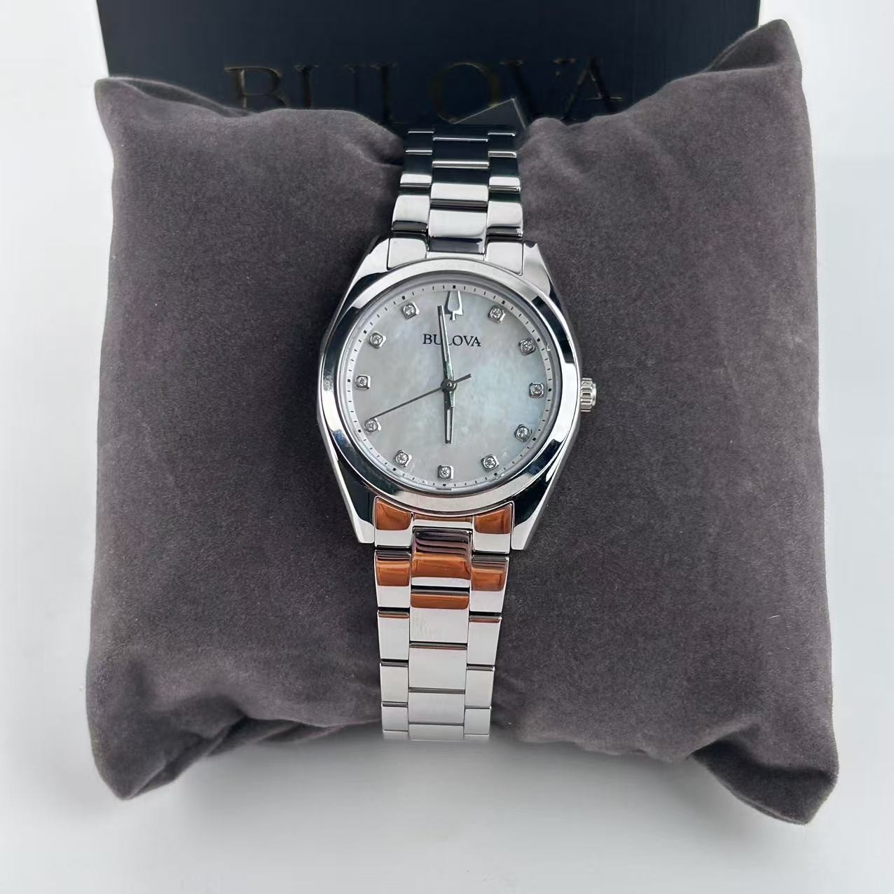 Bulova 96P228 Surveyor Mother of Pearl Dial Stainless Steel Women’s Quartz Watch