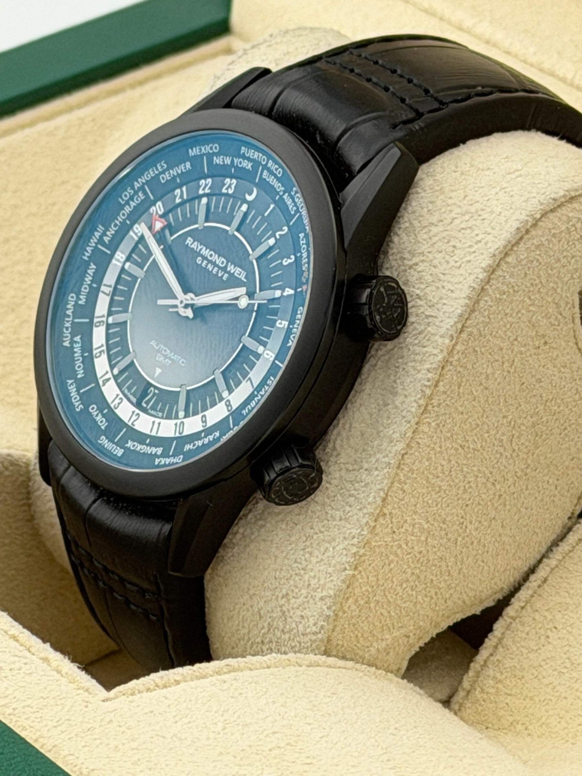 Raymond Weil Freelancer GMT, Black DLC Coated, 41mm, 2765-BKC-20001, Box and Boo