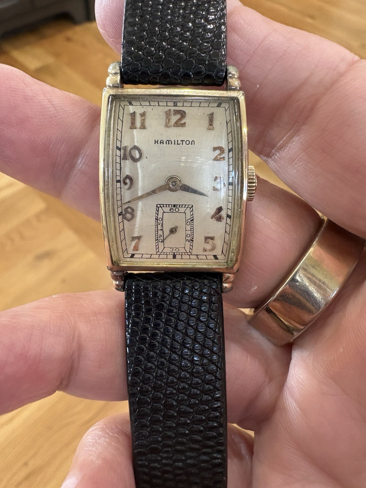Vintage 1940s Hamilton Myron 10k GF Tank Watch 17 J 980 Manual-Running