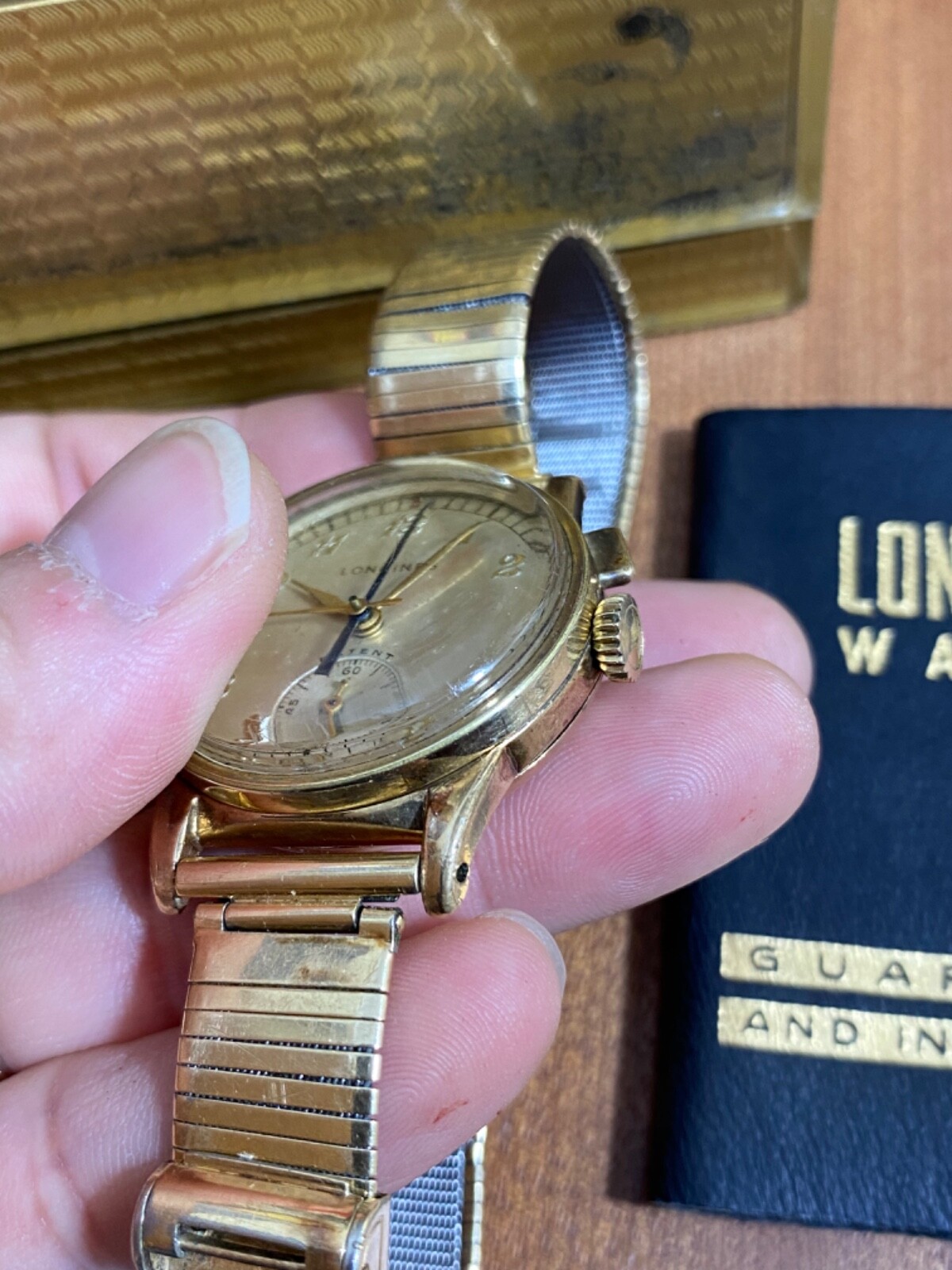 vintage Longines Chronograph Flyback 12.68Z Pilot Forstner Komfit Guards PLSREAD