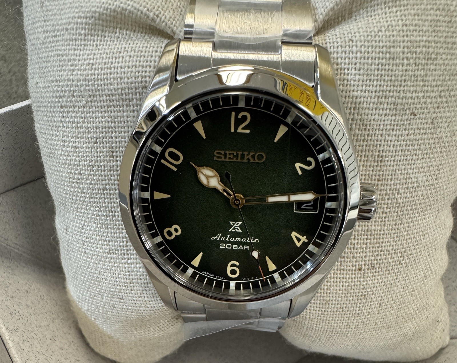 New Seiko Prospex Alpanist Stainless Steel Green Dial Men’s Watch SPB155J1 New