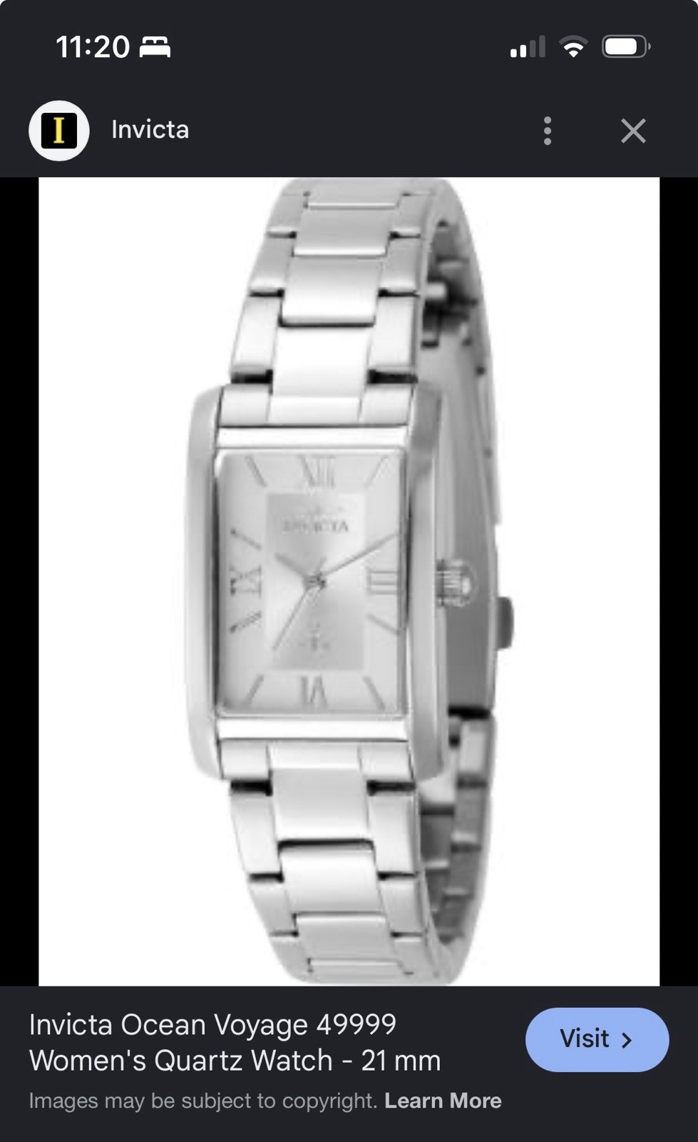 Invicta Ocean Voyage Women’s Quartz Watch 21mm Rectangle Silver Dial Bracelet