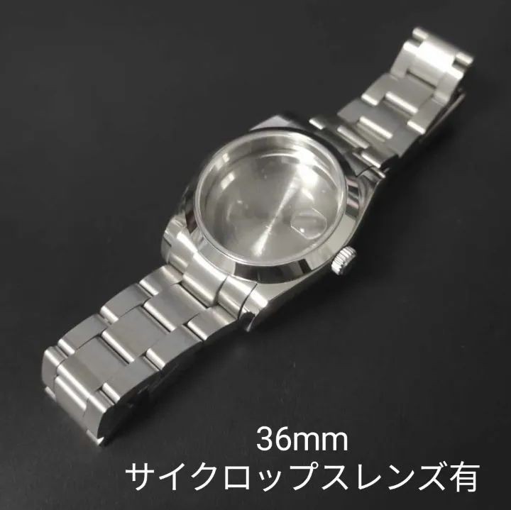 Wristwatch 36mm Case Bracelet Plain Bezel Date Lens Compatible Movements Seiko 7