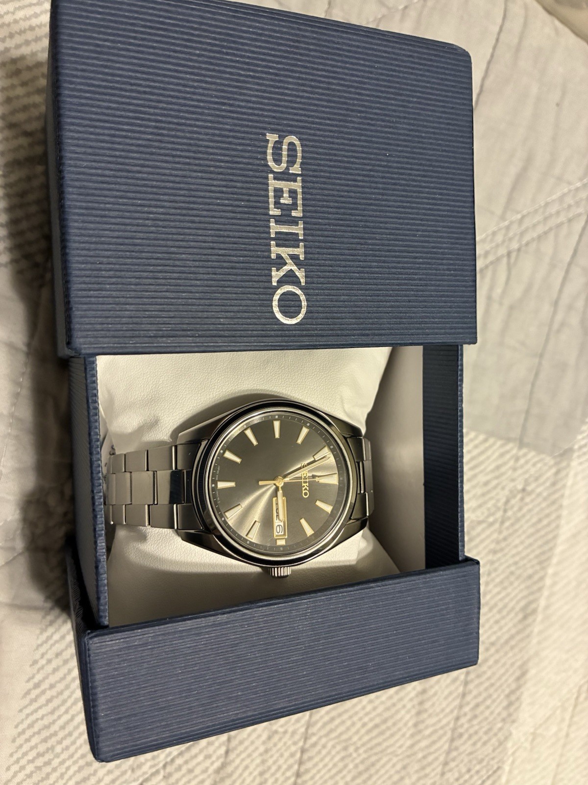 Seiko Men’s Watch Essentials Charcoal Dial Stainless Steel Bracelet SUR343