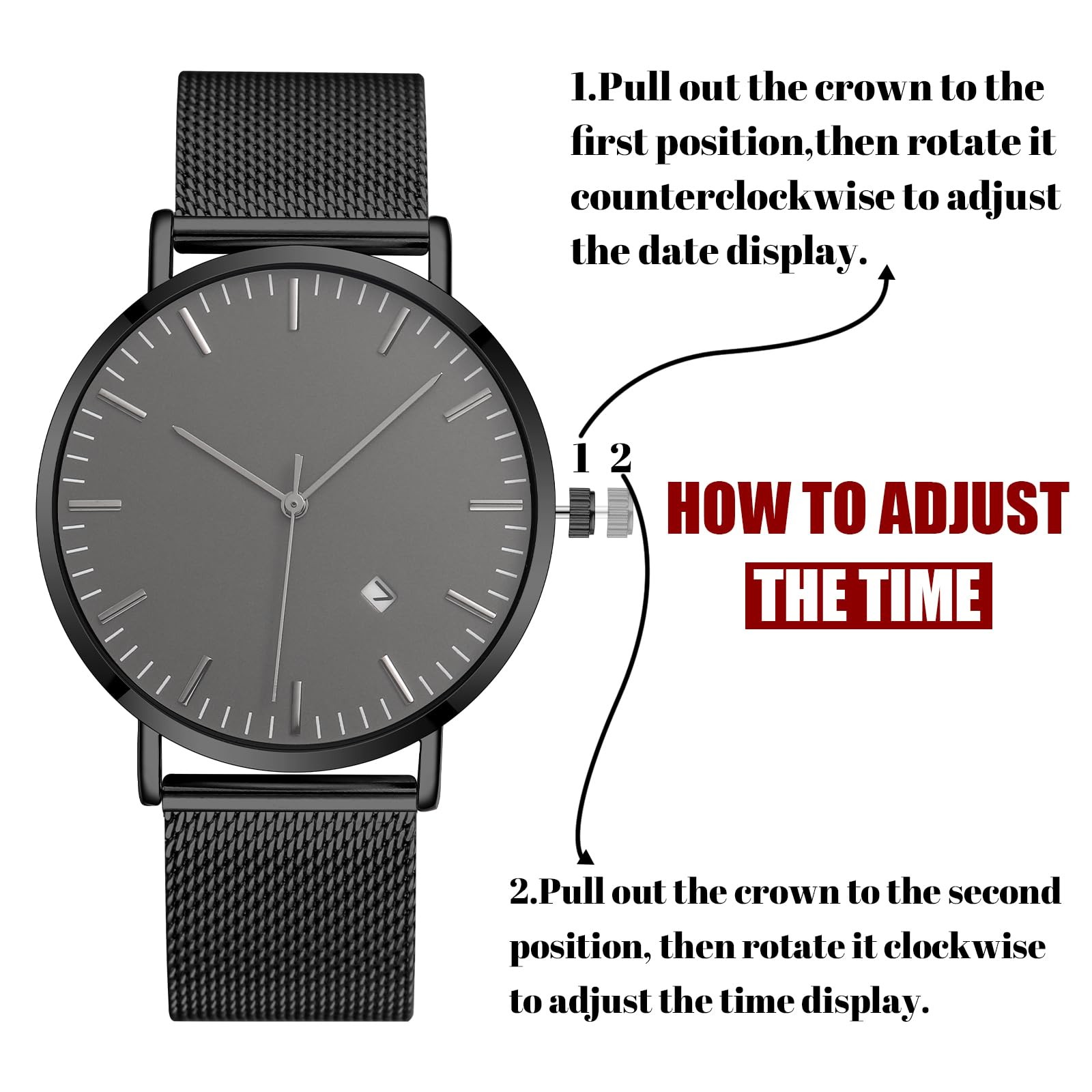 Men’s Watch Simple Men’s Wrist Watch Simple Ultra-Thin Fashion Mesh Stainless…