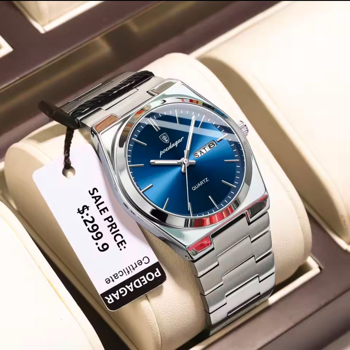 POEDAGAR Luxury Men’s Watches Waterproof Luminous Date Week Men Watch Stainless