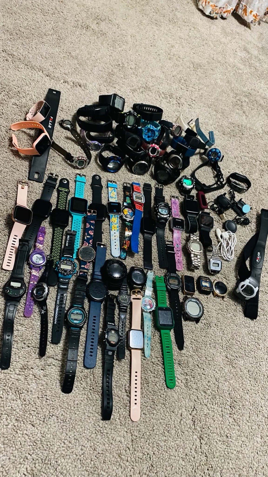 Huge untested Lot of 64 smarts watches and Digital Watches Sold As Is