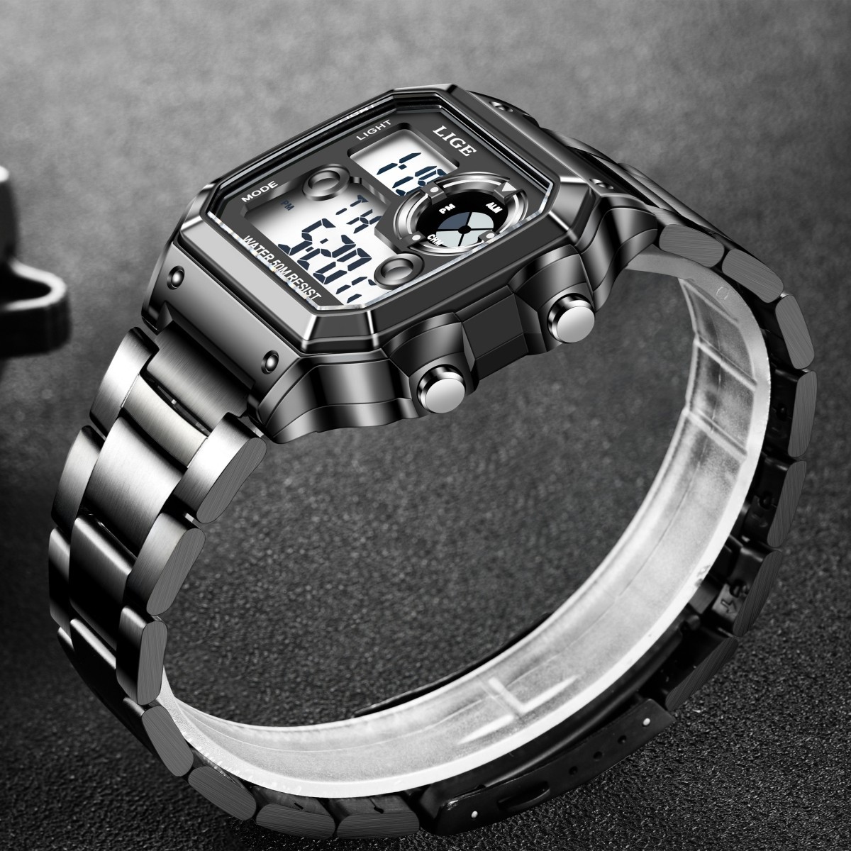 LIGE Men Watch Quartz LED Digital Luminous Date Waterproof Sport Boy Wristwatch