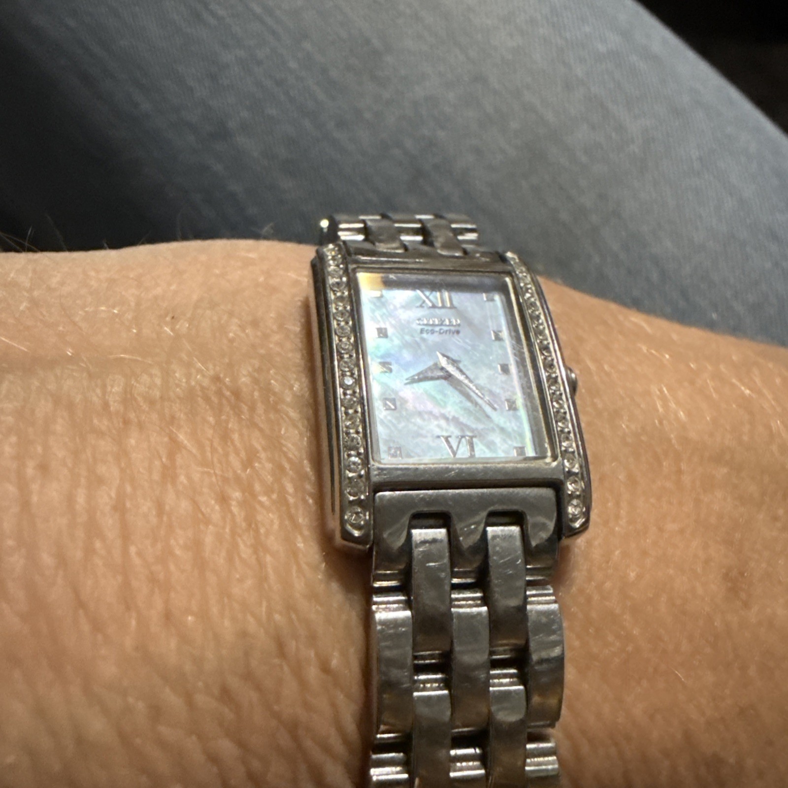 Citizen Eco-Drive EG3050-56D 38 Diamonds Silver Tone White MOP Dial Womens Watch
