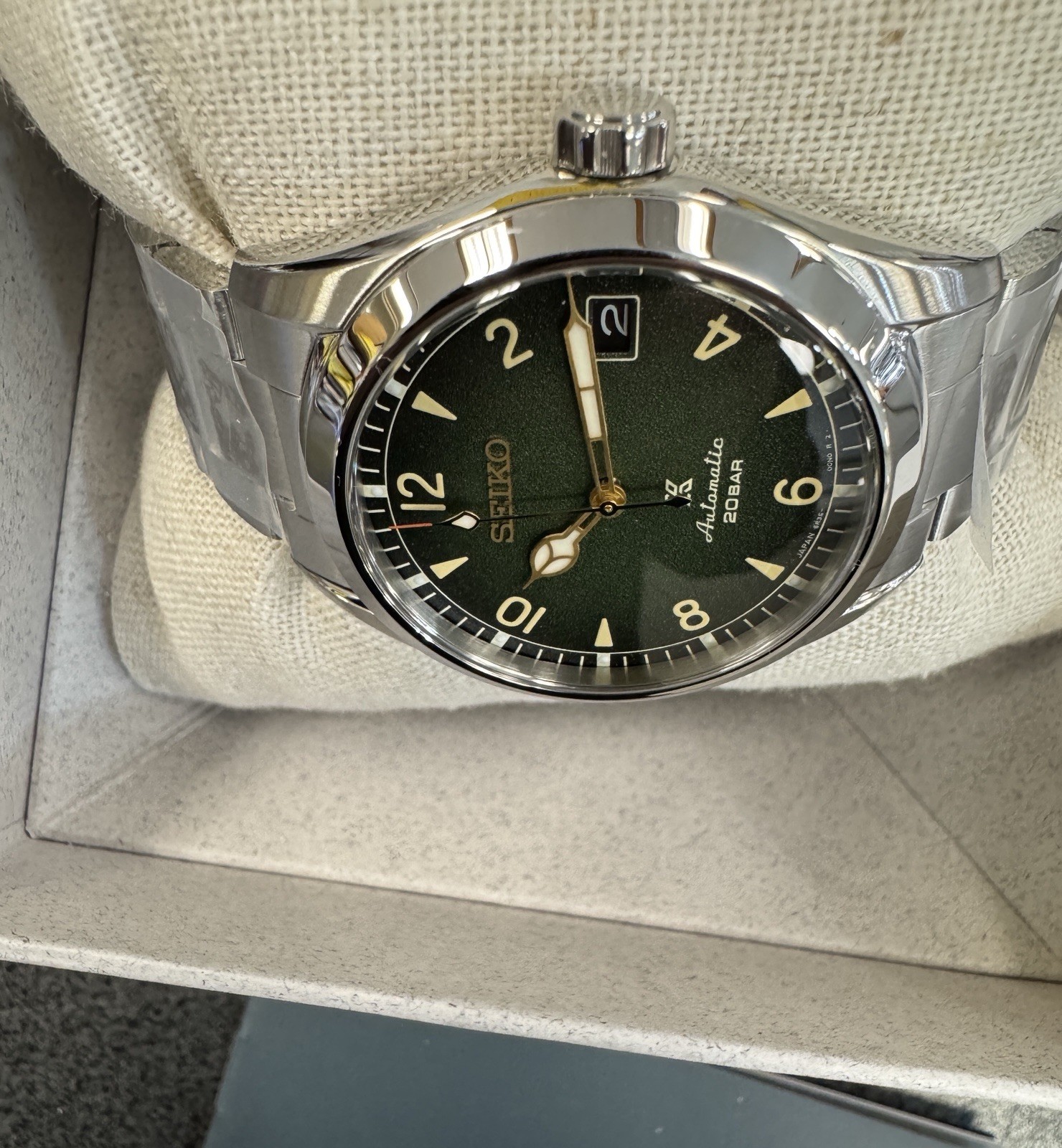 New Seiko Prospex Alpanist Stainless Steel Green Dial Men’s Watch SPB155J1 New