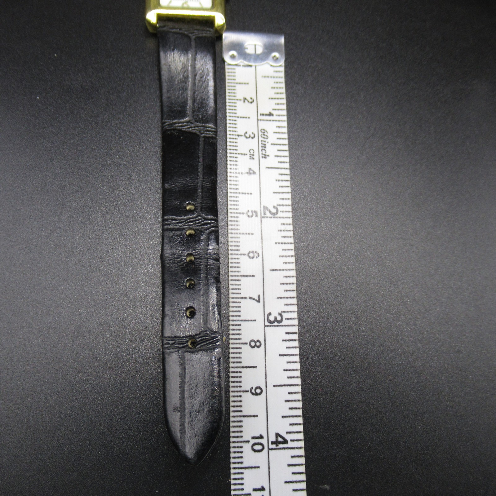 Collezione Slim Gold Tone Rectangular Quartz Watch Black Leather Band Japan Movt