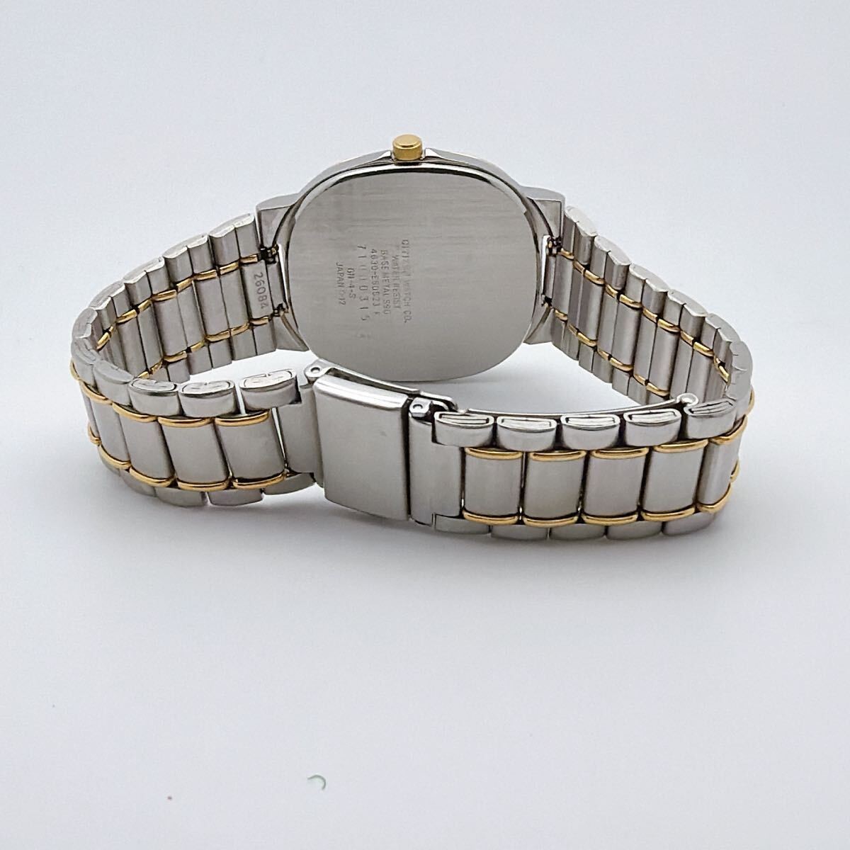 Citizen Forma Square Elegant Gold Tone Mens Watch Quartz Wrist 18cm Pre-Owned