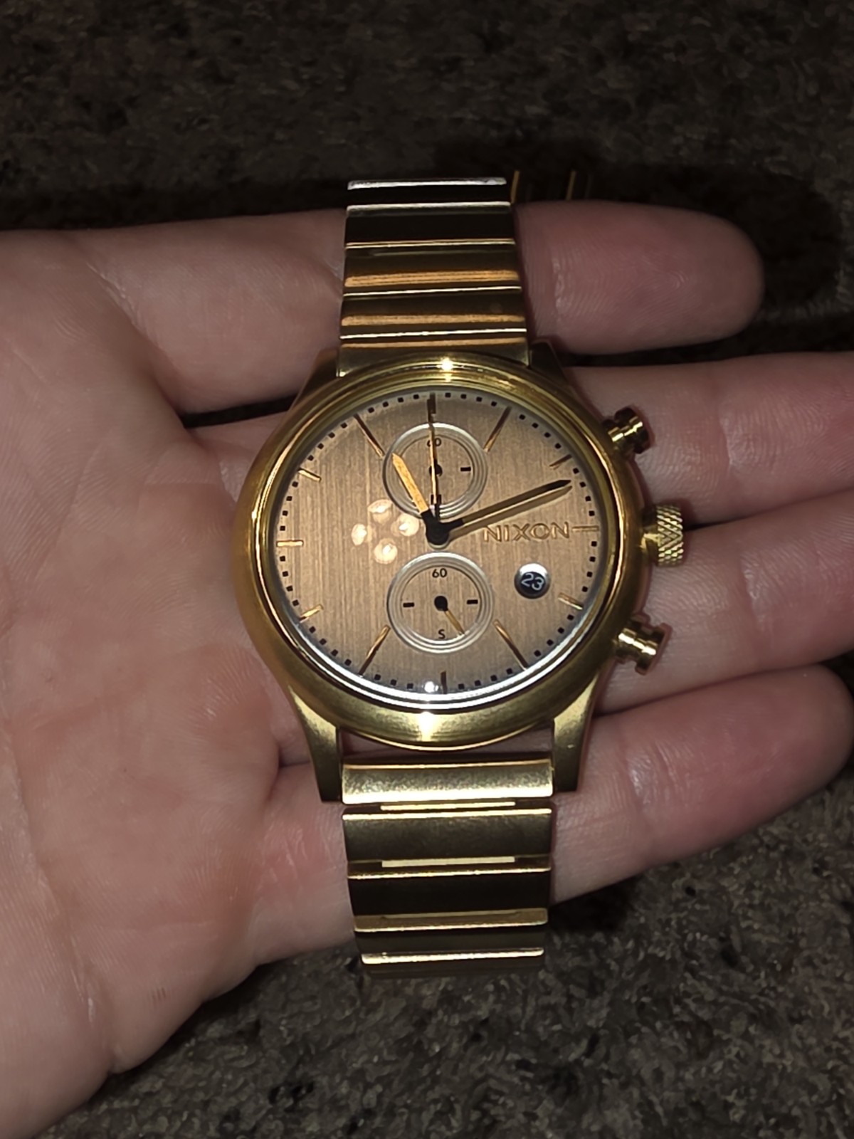 Nixon Station Chrono Gold Watch 41mm Used Good Working Condition No Box Japan