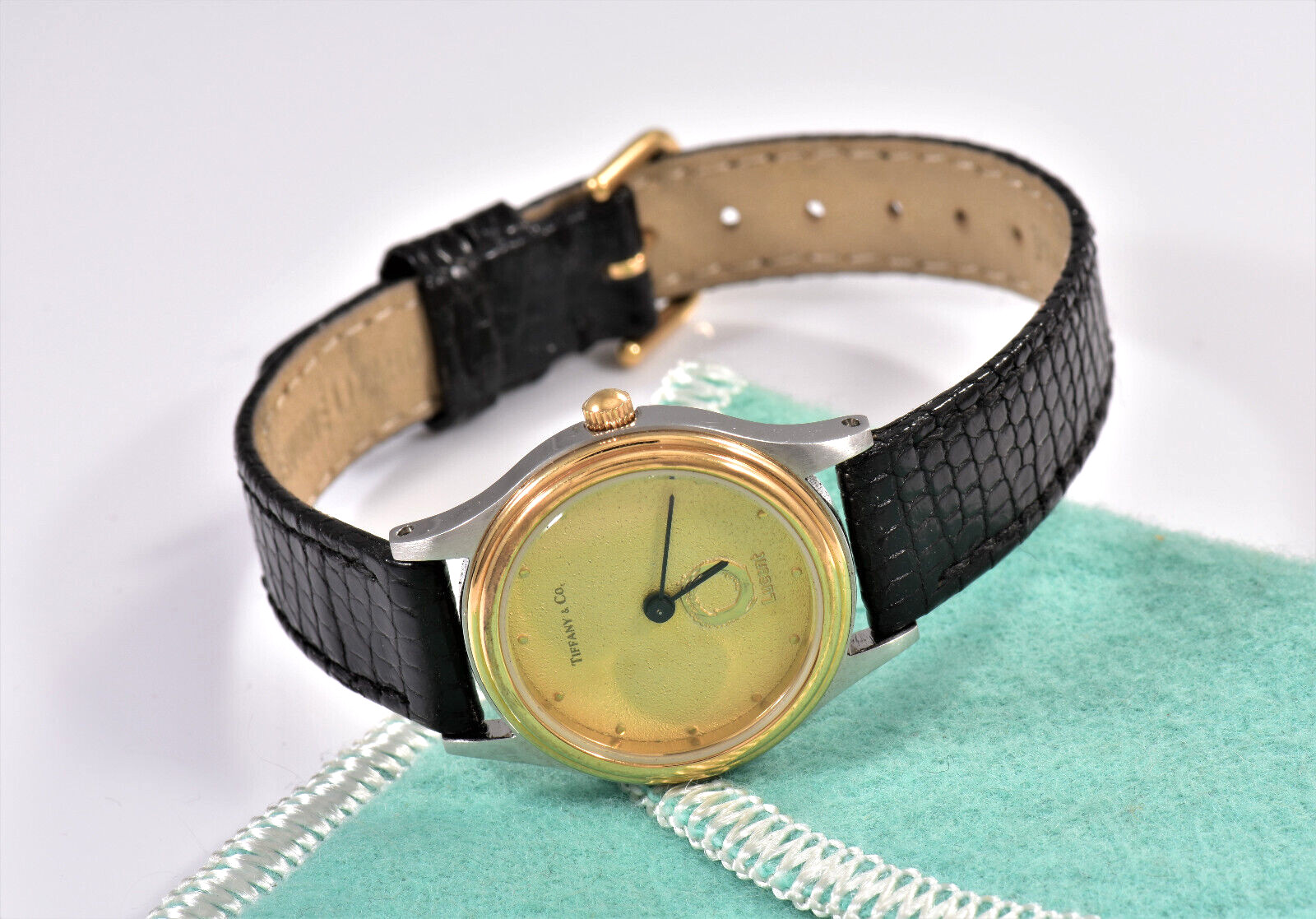 Tiffany & Co Stainless Steel Portfolio Lucent Swiss 25mm Watch Lizard Leather