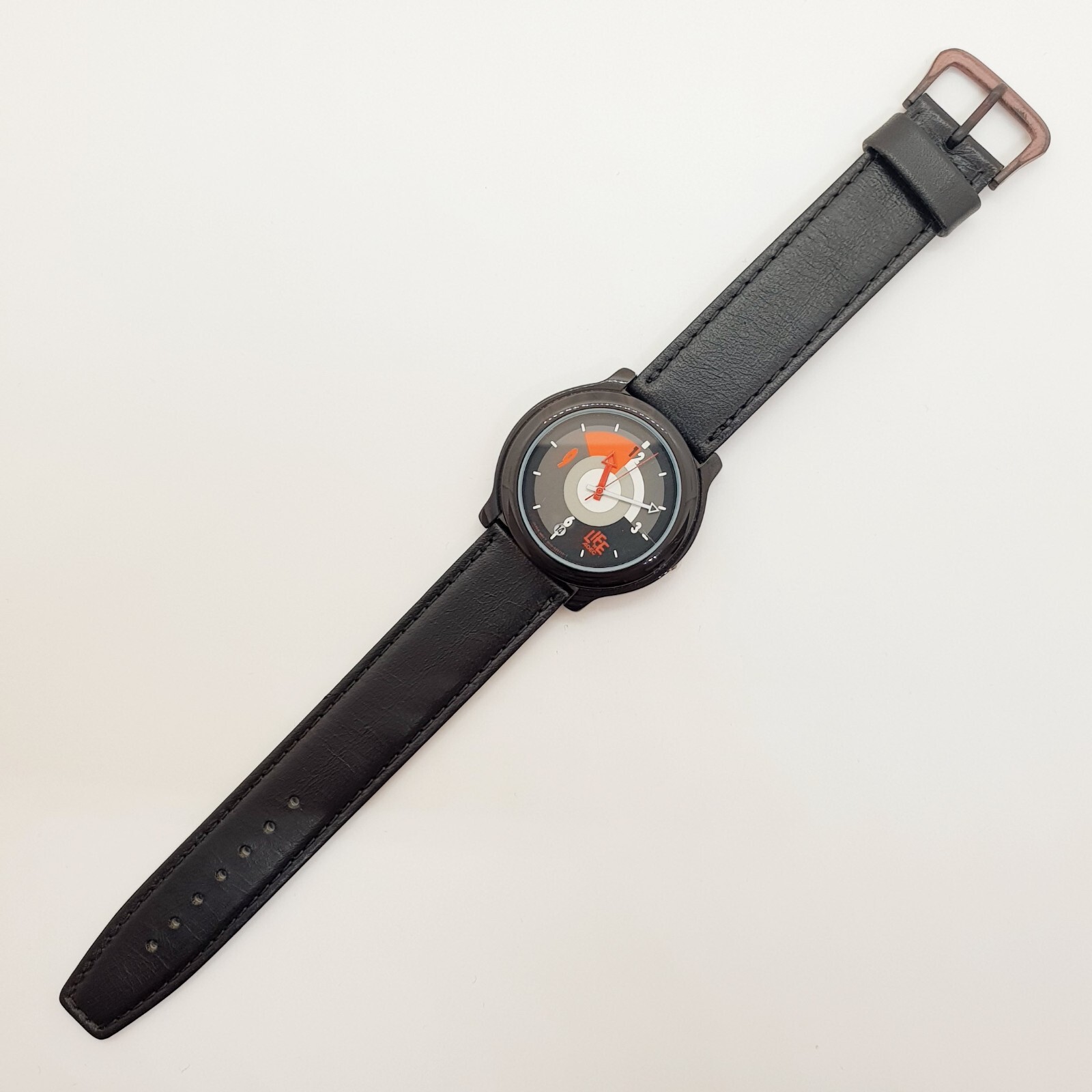 Black Red and White Adec by Citizen Japanese Quartz Watch, Unique Vintage Watch