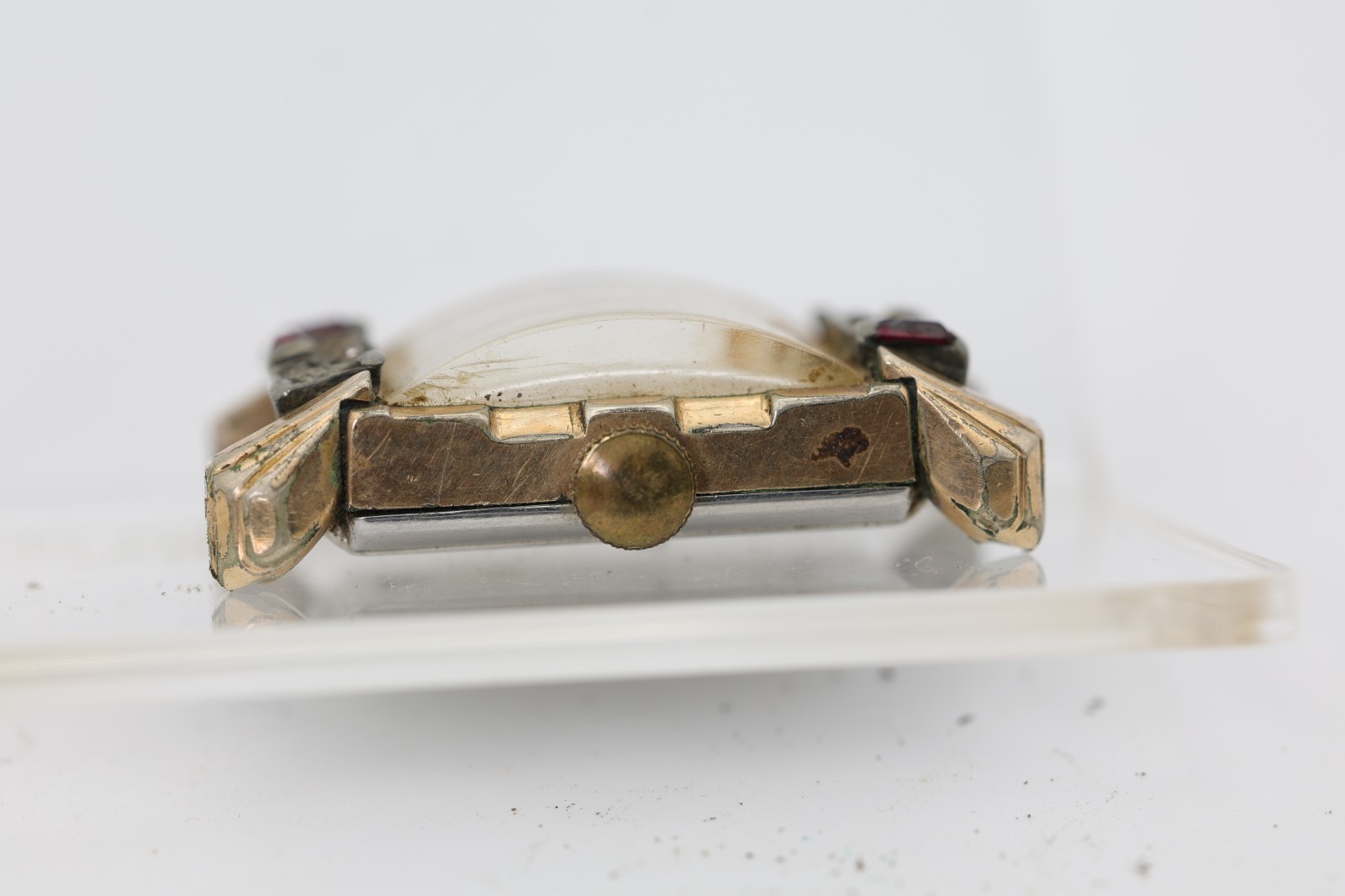 ELGIN 538 DIAMOND & RUBY CASE & DIAL, TANK WRIST WATCH, X122307, FOR REPAIR (NA)