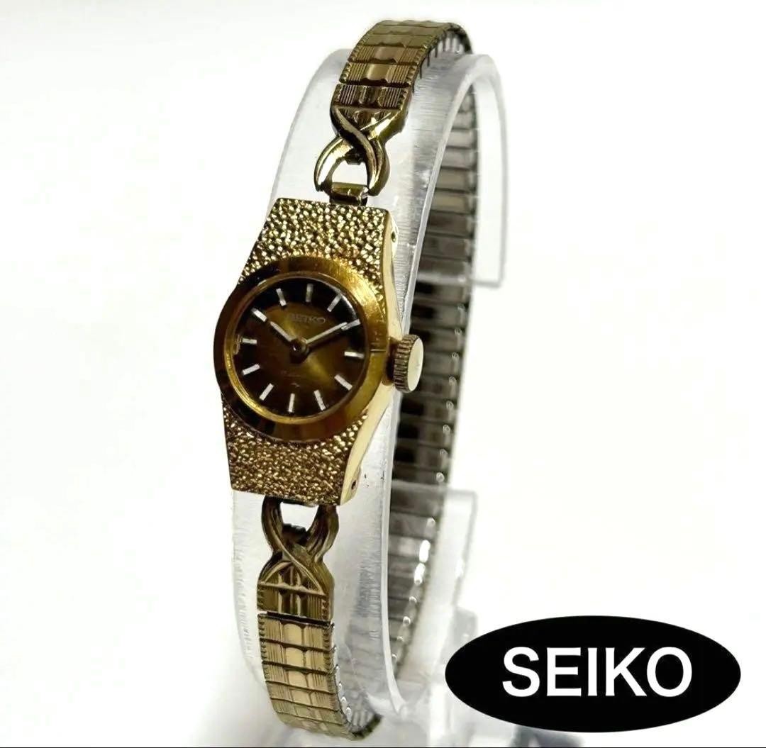 [Manual Winding] SEIKO Quartz Gold Bellows Women’s Watch – Working Condition