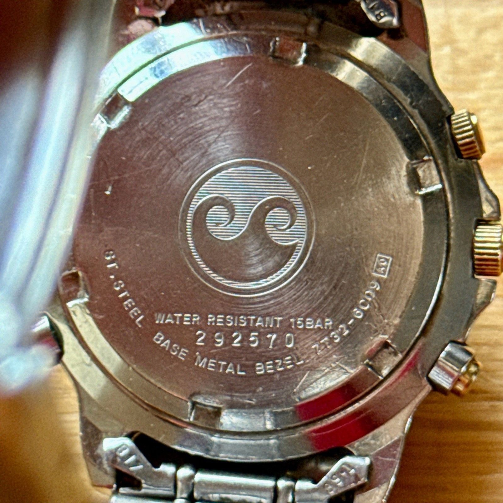 Rare 1989 Seiko Chronograph Sports 150 Watch Green Dial Two Tone Date