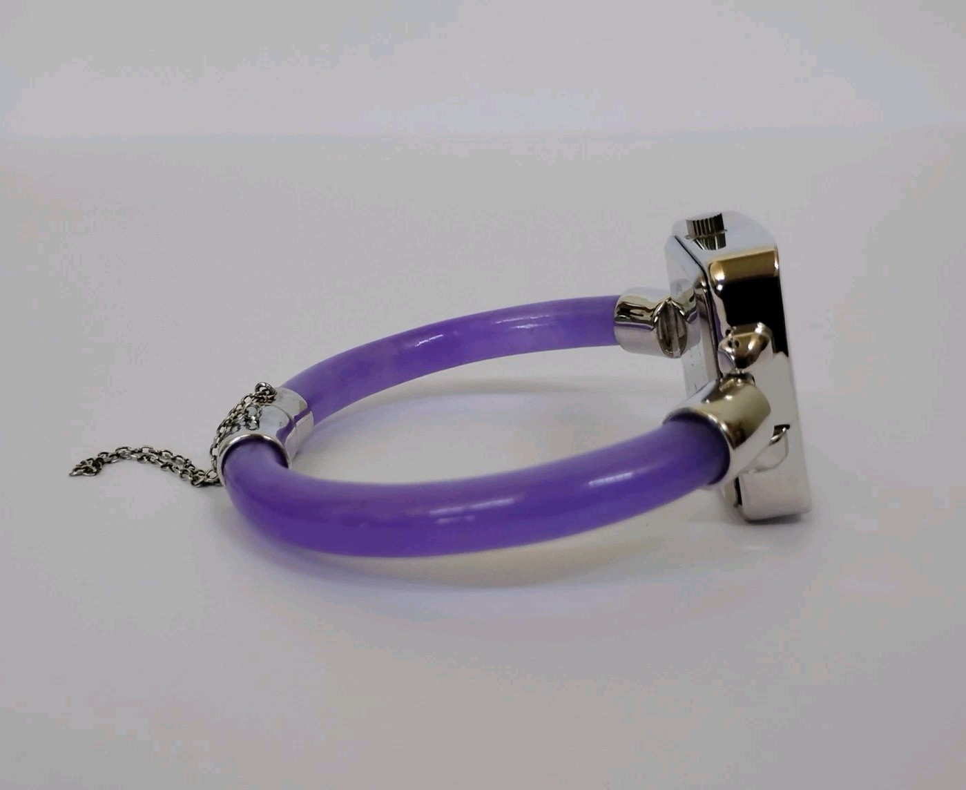 Jade of Yesteryear JOY Genuine Lavender Jade Square Case Bangle Watch NEW
