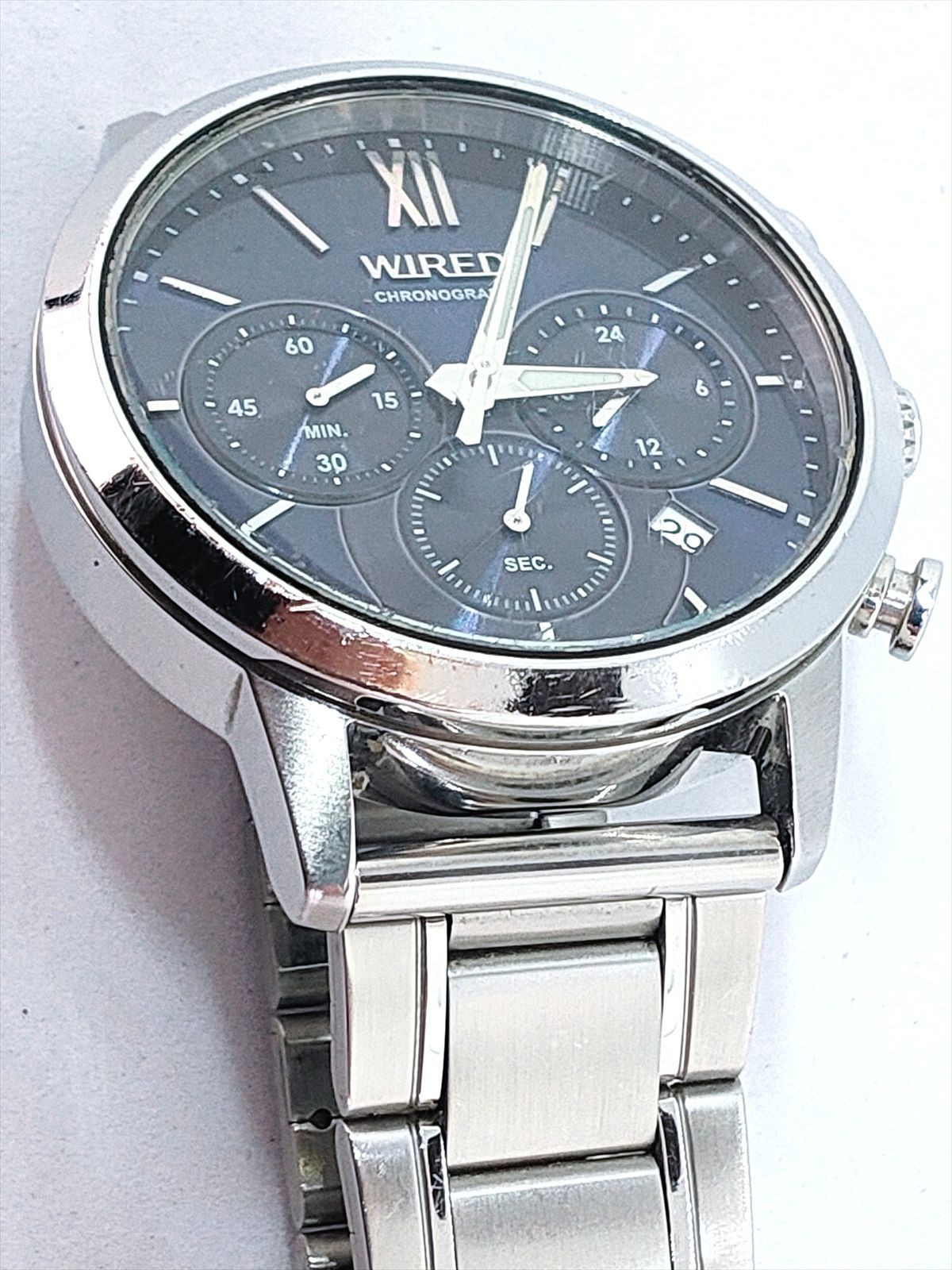 SEIKO WIRED VD53-KZB0 Chronograph Men’s Watch Blue Dial Quartz From Japan
