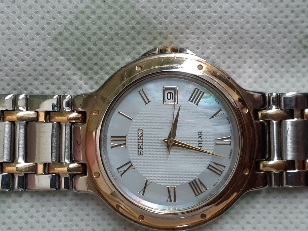 SEIKO SOLAR Watch, Two-Tone Color, Date