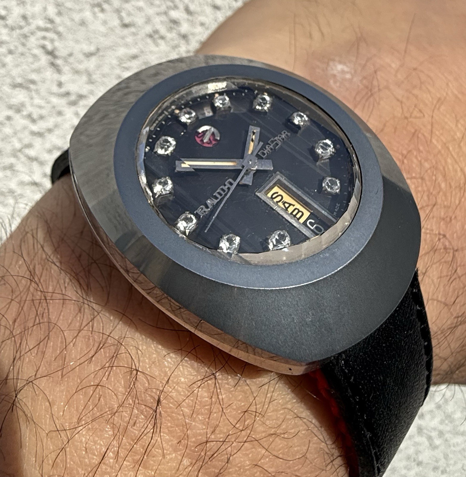 Rado DiaStar 1960s Automatic Tungsten Carbide Faceted Crystal Gem Dial