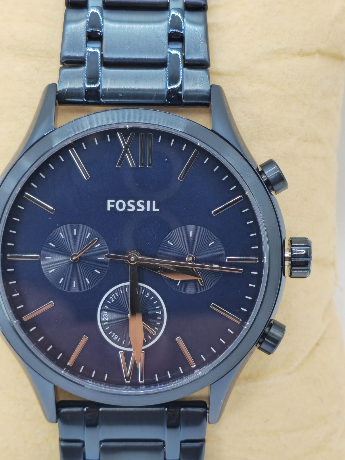 Fossil BQ2403 Men’s Blue Dial Chronograph Stainless Steel Watch 5ATM