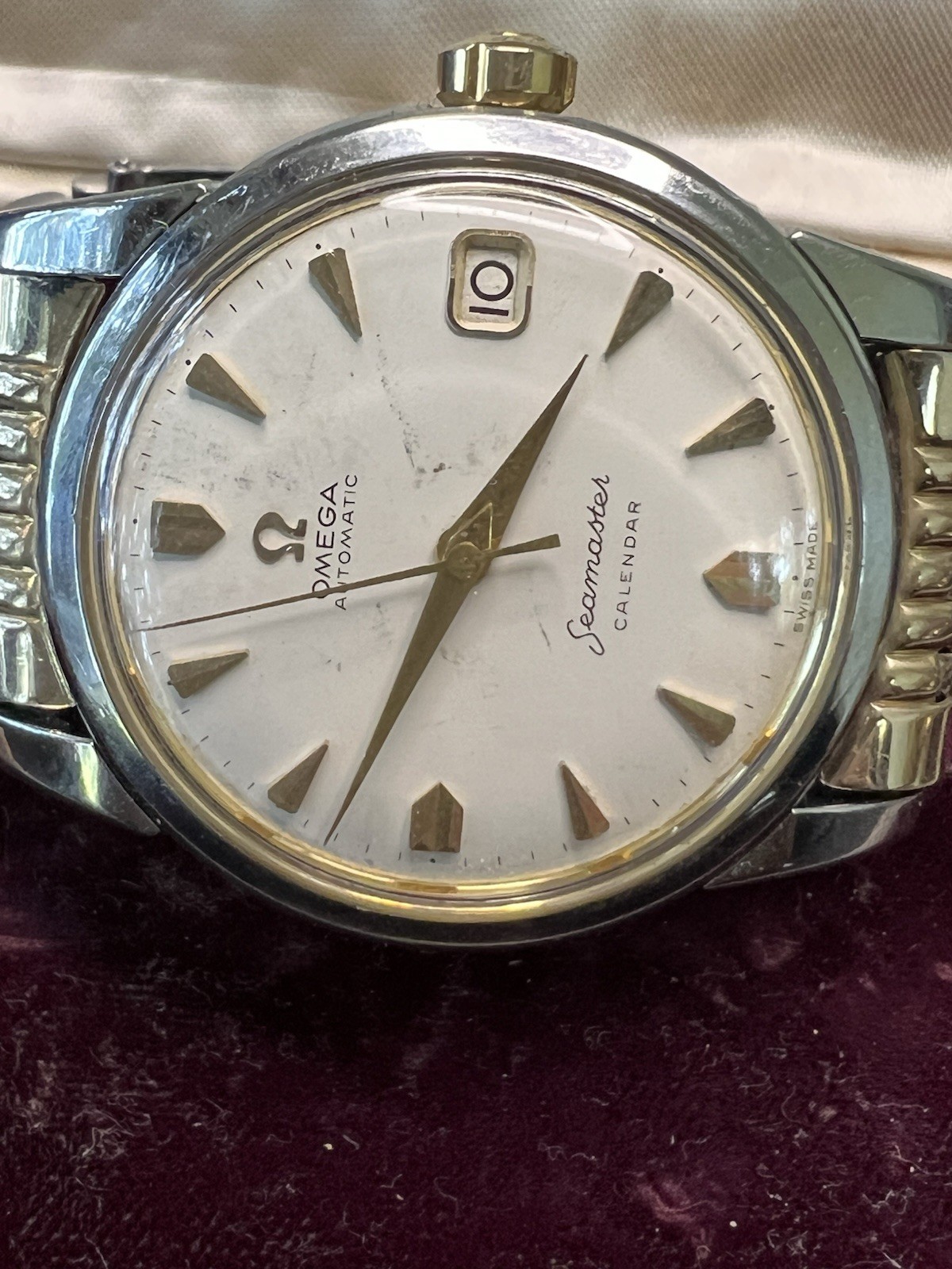 Vtg Omega Seamaster Calendar Watch, Auto Beads of Rice & Arrow Markers, Ref 2849
