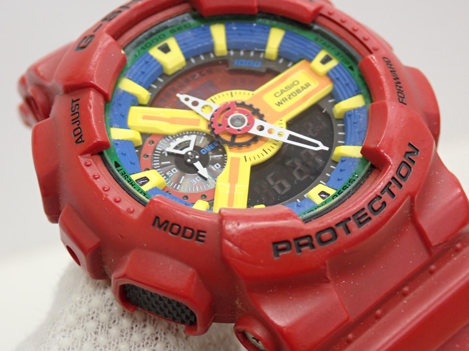 CASIO G-SHOCK GA-110FC-1AJF Digital Analog Combo Watch Red Yellow Used Japan
