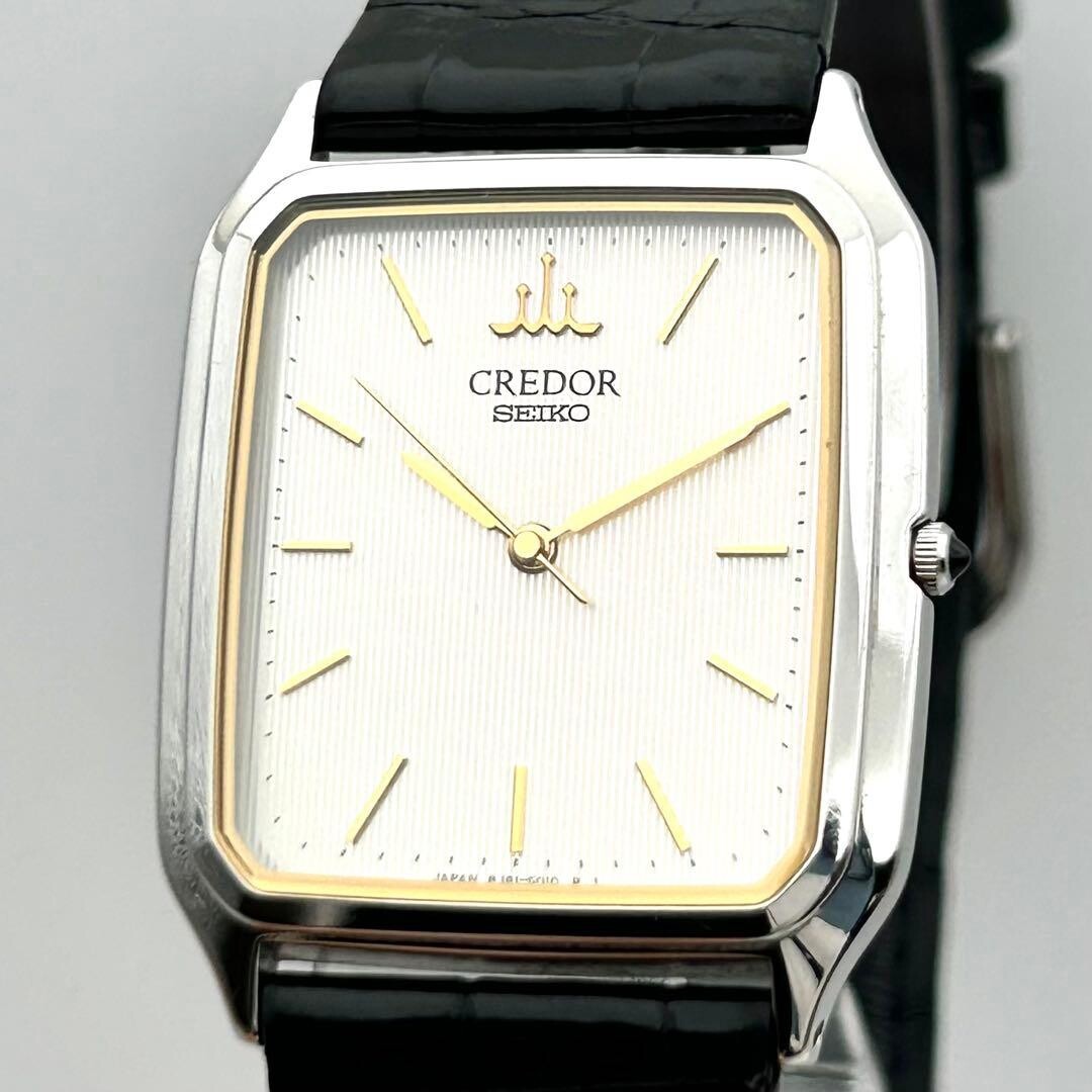 SEIKO Credor 8J81 6A10 Mens Quartz Dress Watch Silver Dial Thin Working Japan