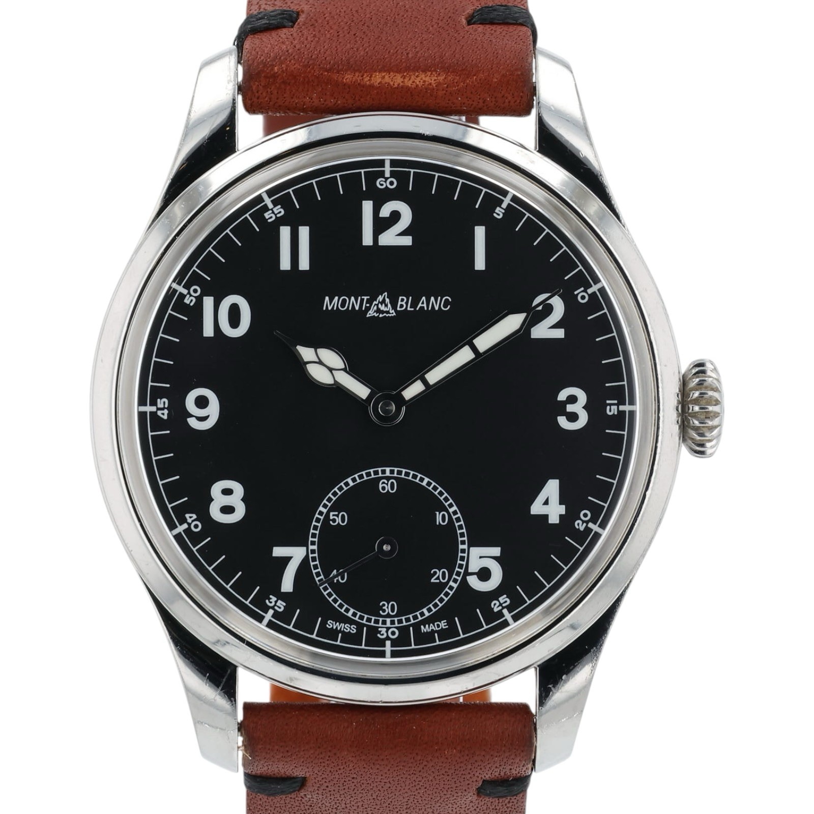 Montblanc 1858 Black Dial Stainless Steel 44mm Manual Wind Movement Men’s 7333