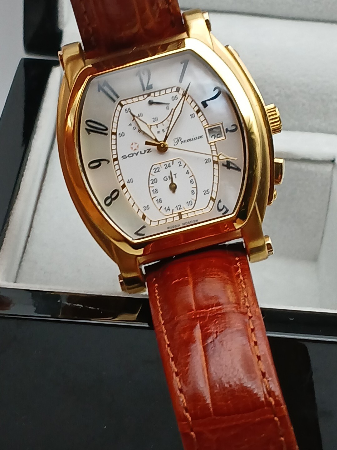 Soyuz Premium Skeleton Chronograph 23k Gold Pl Rare Model Automatic Movement Lux