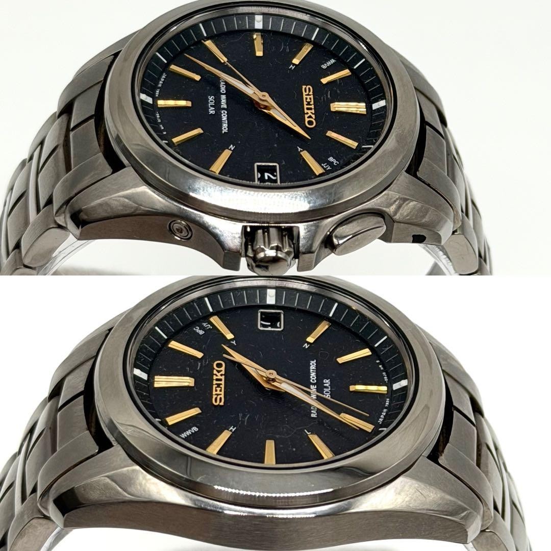 Seiko Brightz 7B24-0AW0 Solar Titanium Watch Black Dial Japan 071241