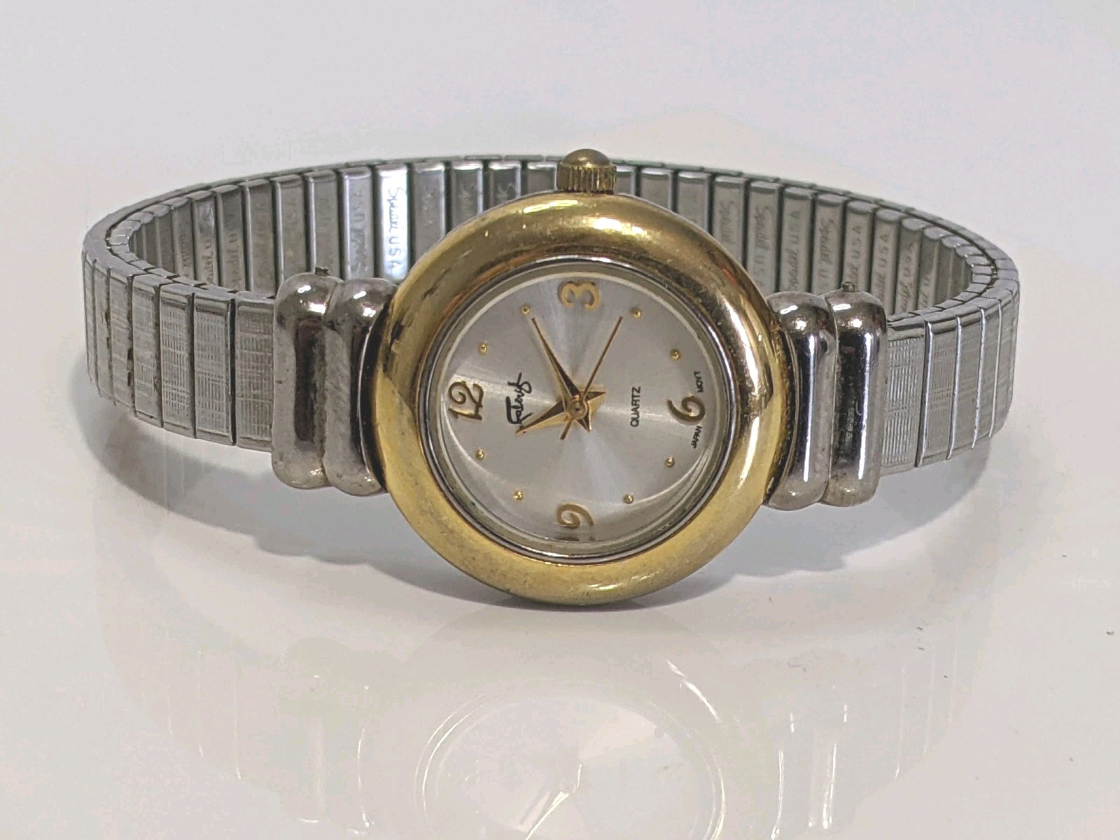 Faberge Ladies Watch Two-Tone Quartz Elastic Band Runs New Battery Classic NOTE